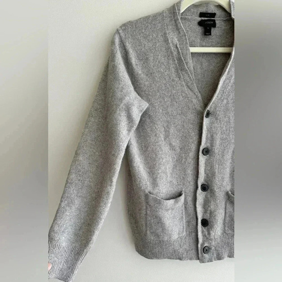 J. Crew Slim Grey Merino Wool Blend Button Down Cardigan, Boyfriend Cardigan, L - Picture 3 of 16